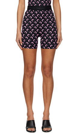Black Moon Printed Jersey Biker Shorts - Marine Serre