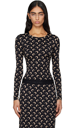 Black Recycled Moon Jersey Second Skin T-shirt - Marine Serre