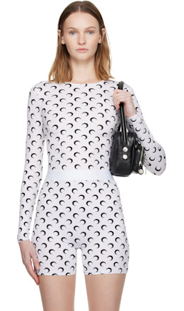 White Recycled Moon Jersey Second Skin Crewneck T-shirt - Marine Serre