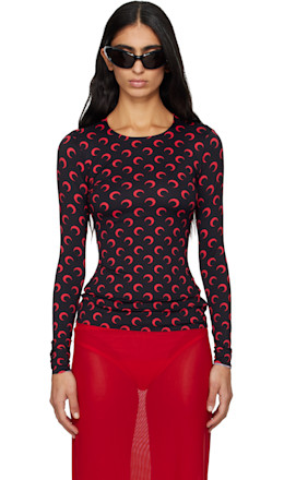 Black Recycled Moon Jersey Second Skin T-shirt - Marine Serre