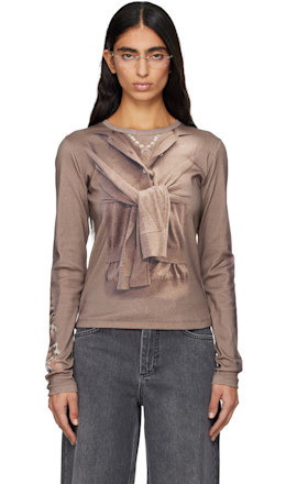 Beige Trompe-L'Oeil Knit Jersey LS T-shirt - Marine Serre