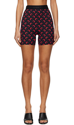 SSENSE Exclusive Black Moon Printed Jersey Biker Shorts - Marine Serre