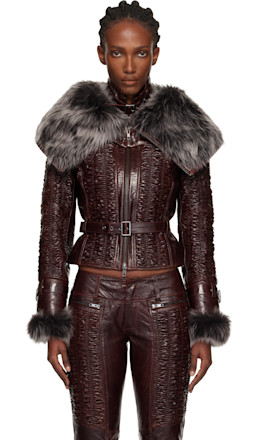 Brown Smocked Leather Jacket Brown Smocked Leather Jacket