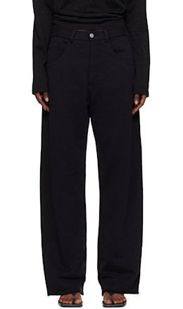 Black Brushed Sweat Jersey Trousers - MM6 Maison Margiela