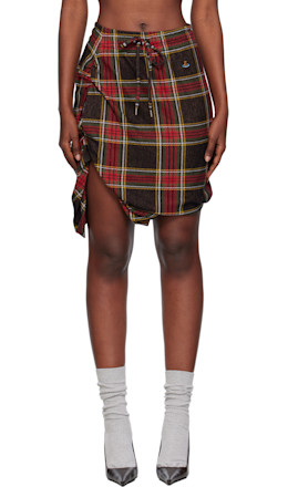 Red & Green Side Panther Miniskirt - Vivienne Westwood