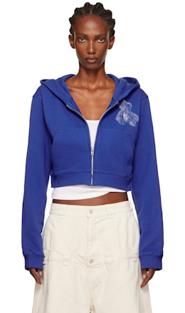 Blue Teddy Bear Slim-Fit Zip-Up Hoodie - We11done