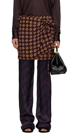 Navy & Burgundy Printed Skirt Trousers Navy & Burgundy Printed Skirt Trousers