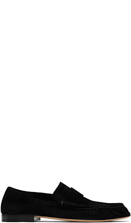 Black Soft Suede Loafers - The Row