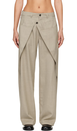Beige Wool Wrap Trousers Beige Wool Wrap Trousers