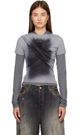 Gray Gathered Jersey Hoodie & T-shirt Set Gray Gathered Jersey Hoodie & T-shirt Set