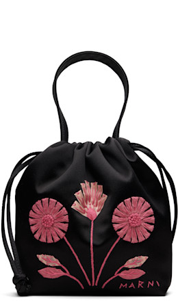 Black Scrunchie Small Drawstring Pouch - Marni