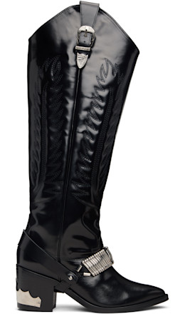 Black Leather Tall Boots - Toga Pulla