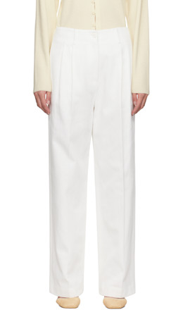White Claire Cotton Twill Trousers - LE17SEPTEMBRE