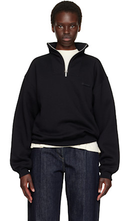 Black 'The Gros Grain' Zipped-Rollneck Sweatshirt