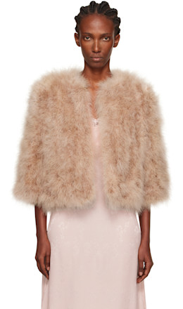 Beige Short Feather Jacket - Yves Salomon