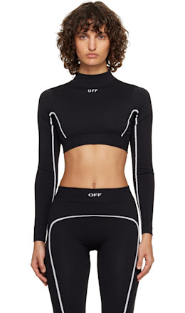 Black Off Stamp Seamless Crop Top Black Off Stamp Seamless Crop Top