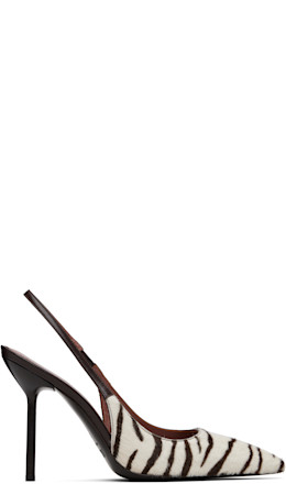 Off-White & Brown Lidia Slingback Heels - Paris Texas