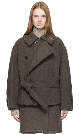 Khaki Short Asymmetrical Bathrobe Coat - LEMAIRE