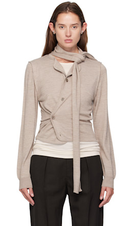Beige Scarf Twisted Cardigan - LEMAIRE