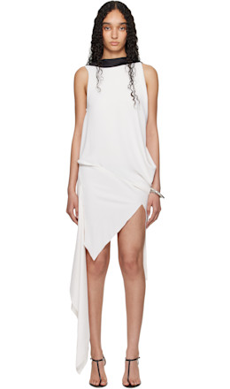 SSENSE Exclusive White Boat Neck Minidress - AARON ESH