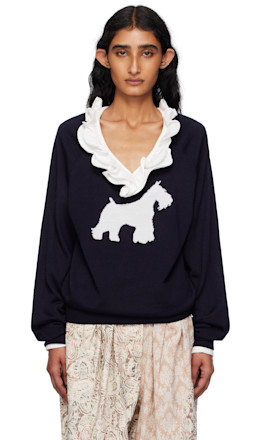 Navy Dog Graphic Knit Sweater