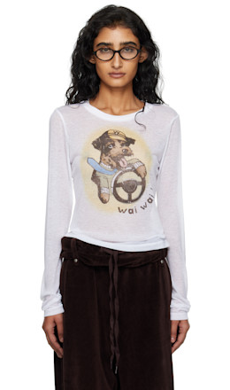 White Pet Club Sheer Long Sleeve T-shirt
