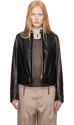 WORK SHOP Emporio Armani Black Piccola Trix Leather Jacket - OUR LEGACY