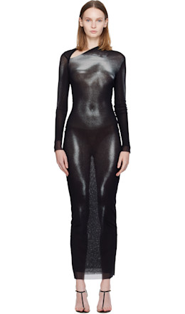 Black 'The Long Silver Body Dust' Maxi Dress - Jean Paul Gaultier