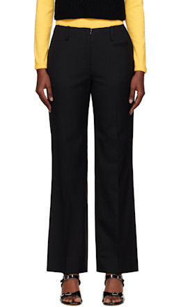 Black Low-Rise Tailored Wool Trousers - Nothing Written