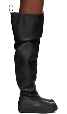 Black Thigh High Fisherman Boots - YUME YUME