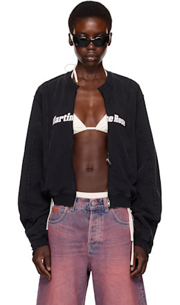 SSENSE Exclusive Black Shrunken Zip Up Crew Jacket - Martine Rose