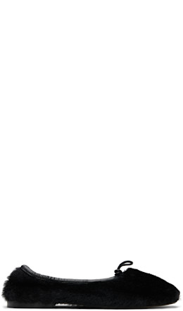 Black Puntera Shearling Ballerina Flats