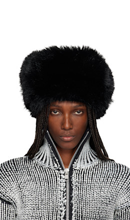 Black Leather & Faux-Fur Trapper Hat - VAQUERA