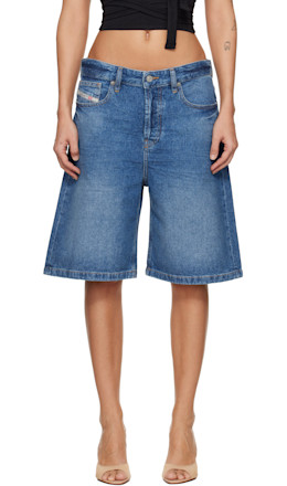 Blue Clean-Washed Denim Shorts - Diesel