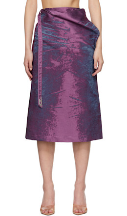 Purple Satin Denim Midi Skirt - Diesel