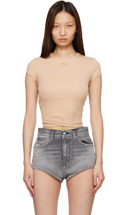 Pink Ribbed Wrap-Around Laces T-shirt - Diesel