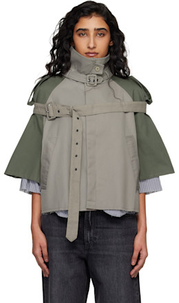 Beige & Khaki Chopped Trench Jacket - Ottolinger