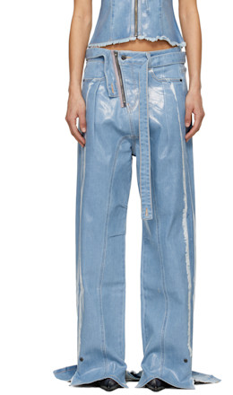 Blue Glazed Baggy Jeans - Ottolinger
