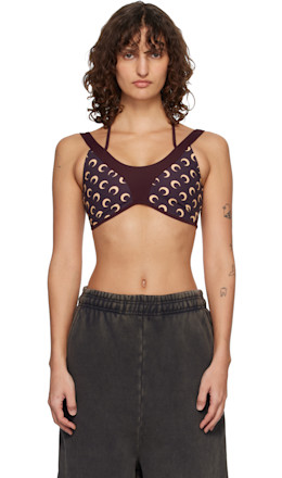 Burgundy Athleisure Moon Printed Bralette - Marine Serre