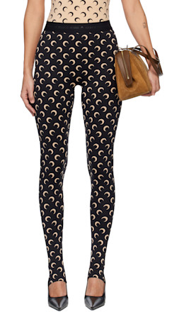 Black Recycled Moon Jersey Stirrup Leggings