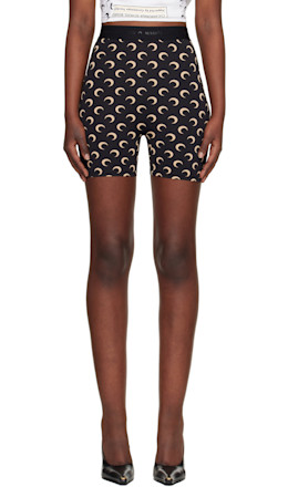 Black Recycled Moon Jersey Mini Shorts - Marine Serre