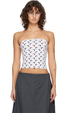 White Recycled Moon Jersey Second Skin Tube Top - Marine Serre