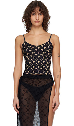 Black Moon Printed Jersey Straps Camisole - Marine Serre