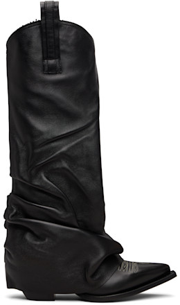 Black Sleeve Mid Cowboy Boots - R13