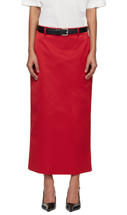 Red Alrose Satin Midi Skirt