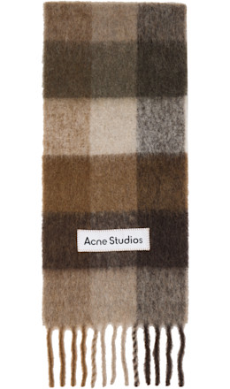 Brown Mohair Checked Scarf - Acne Studios