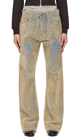 Blue & Beige Flocked Jeans - Acne Studios