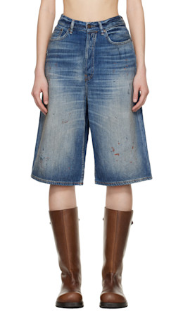 Navy Loose Fit Denim Shorts - Acne Studios
