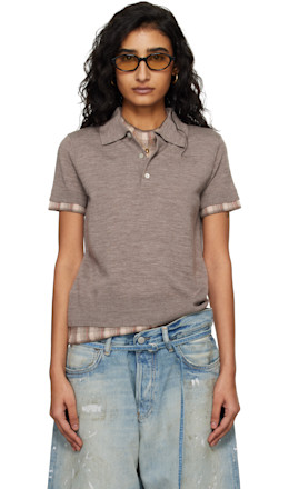 Brown Layered Wool Knit Polo - Acne Studios
