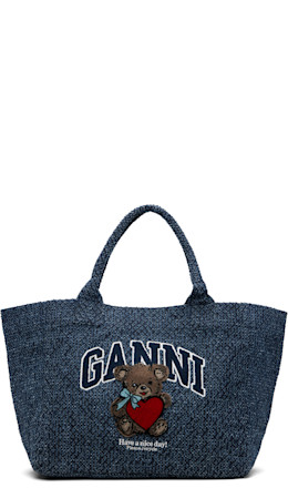 Navy Medium Trapeze Bear Denim Shopper Tote